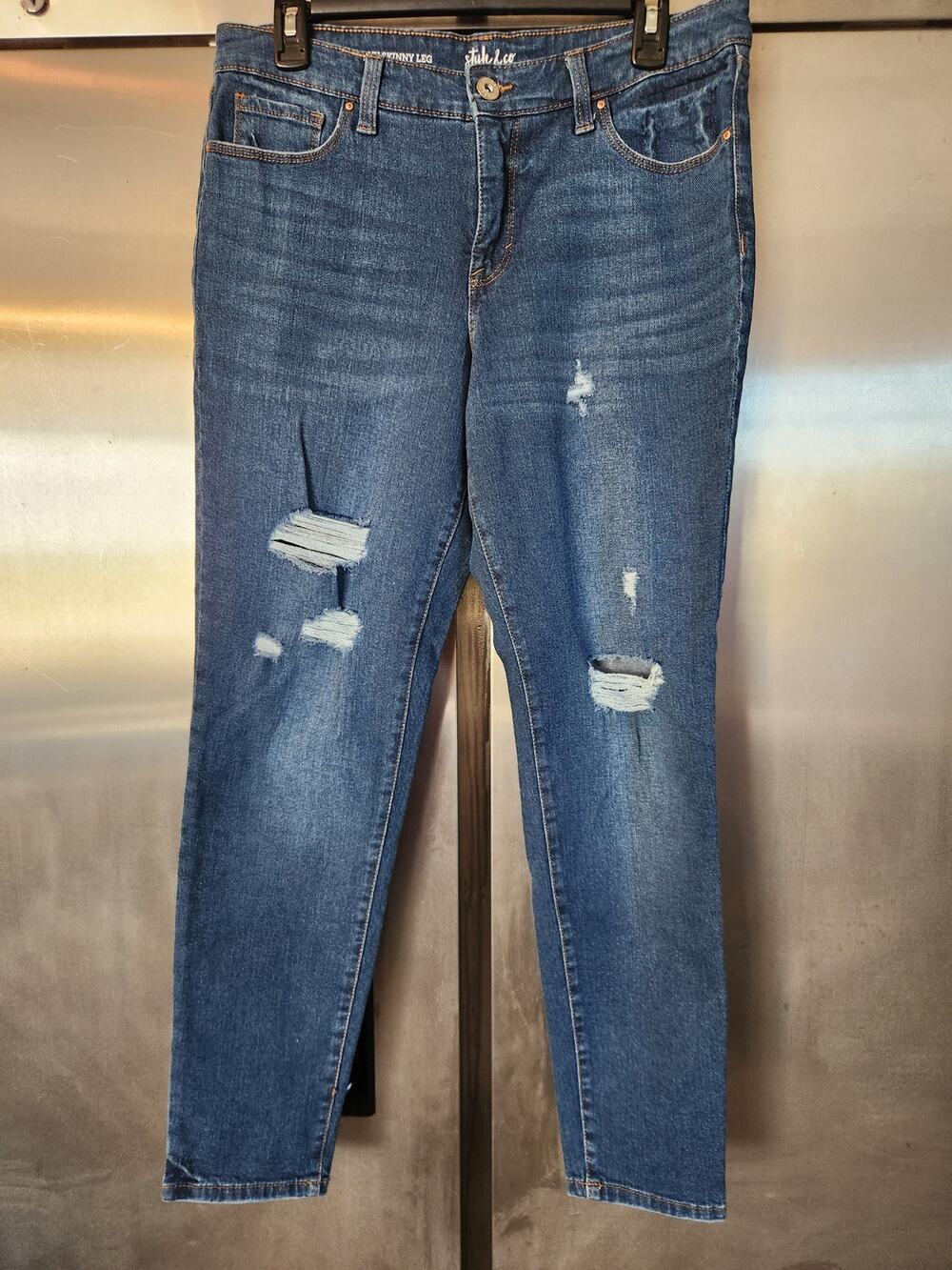 Style & Co Womens Curvy Skinny Jeans Size 10 | Distressed Medium Wash